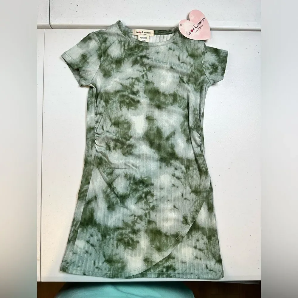 NWT Youth Girls 2 Dresses Green & Pink Tie Dye A Size 5/6